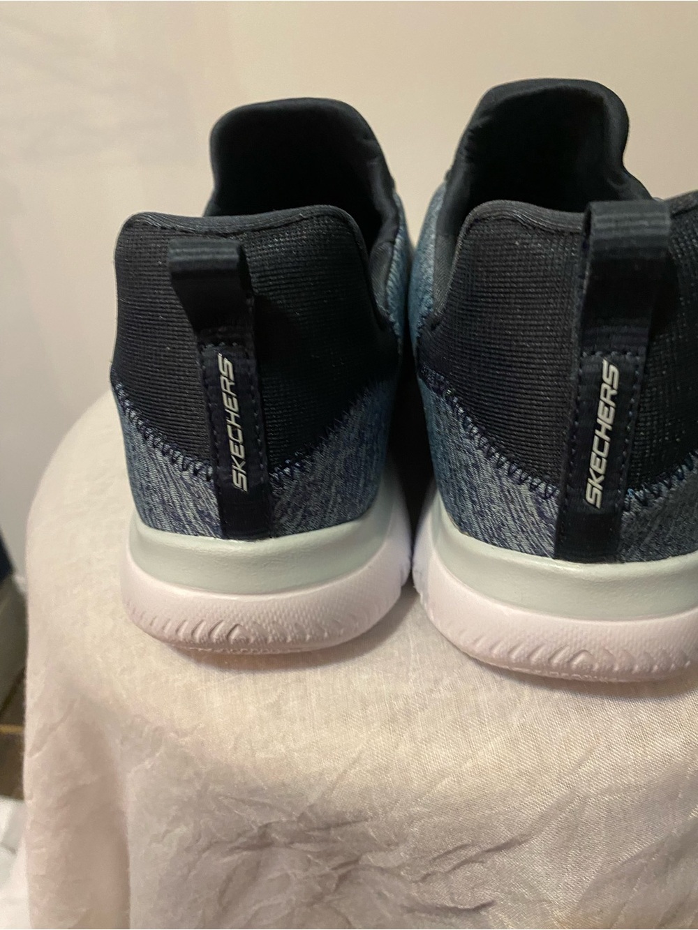 Skechers Women's Navy and White Slip-On Sneakers